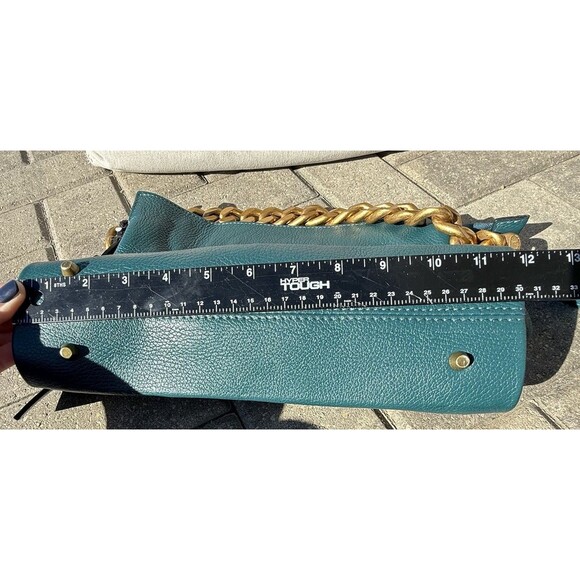 Viola Castellani Italian Leather Dark Teal Purse Large Gold Chain Crossbody NWT - Picture 13 of 16